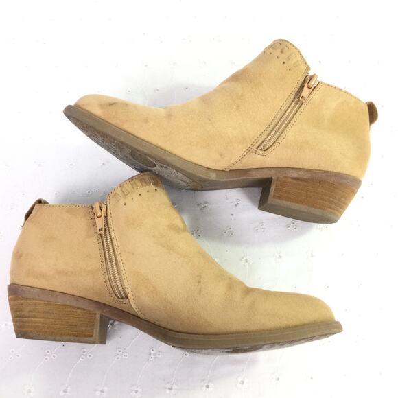 Carlos By Carlos Santana Cowgirl Faux Suede Low Heel Tan Western Bootie 7.5M - Picture 7 of 12